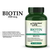 Biotin Vitamin Pills - 30 Biotin Tablets (2500mcg)