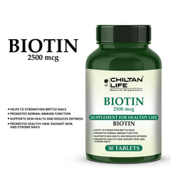 Biotin Vitamin Pills - 30 Biotin Tablets (2500mcg)