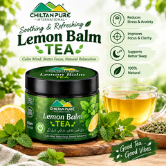 ChiltanPure Lemon Balm Tea with fresh lemon balm and natural ingredients