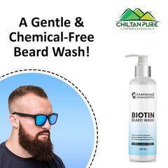 Biotin Beard Wash – Remove Dirt, Oil & Pollutants, Makes Beard Soft & Smooth, Fights Frizz, Flakes & Itchiness 150ml, Doctor's 👨⚕️ Recommended - ChiltanPure