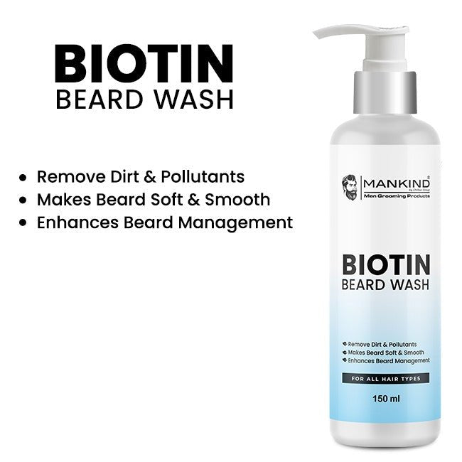Biotin Beard Wash – Remove Dirt, Oil & Pollutants, Makes Beard Soft & Smooth, Fights Frizz, Flakes & Itchiness 150ml, Doctor's 👨⚕️ Recommended - ChiltanPure