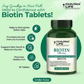 CHILTAN LIFE Biotin 2500mcg 30 Tablets - Hair Skin and Nails Supplement