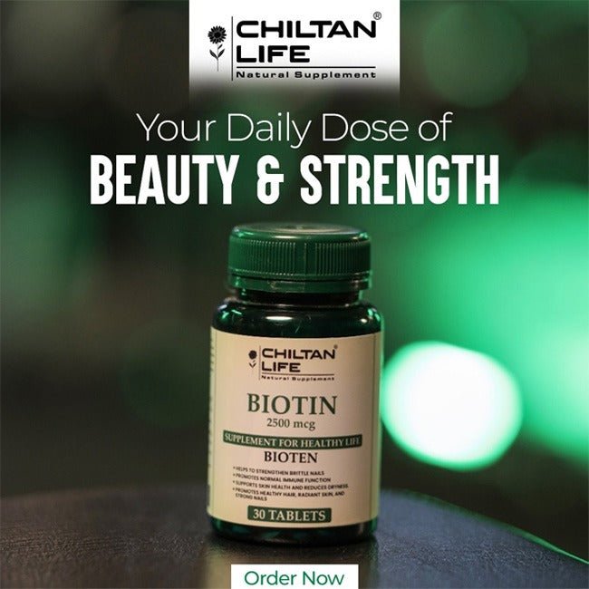 Biotin Vitamin Pills - 30 Biotin Tablets (2500mcg) - ChiltanPure