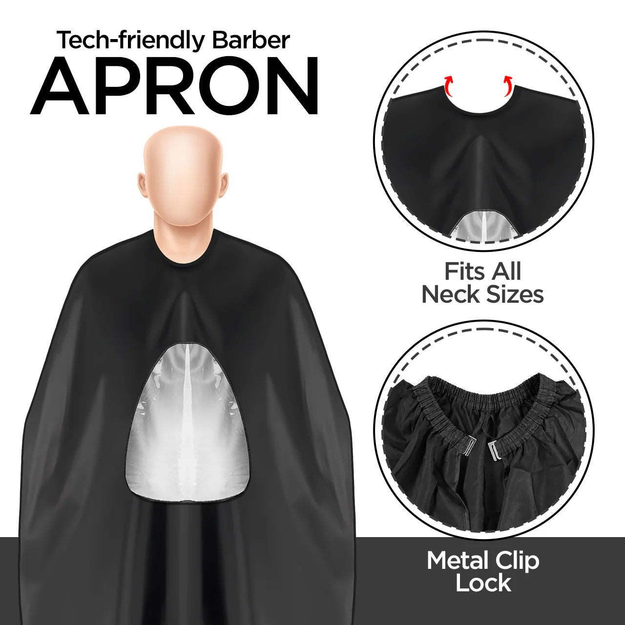 Black Apron - with a Mobile - Friendly Transparent Window - ChiltanPure