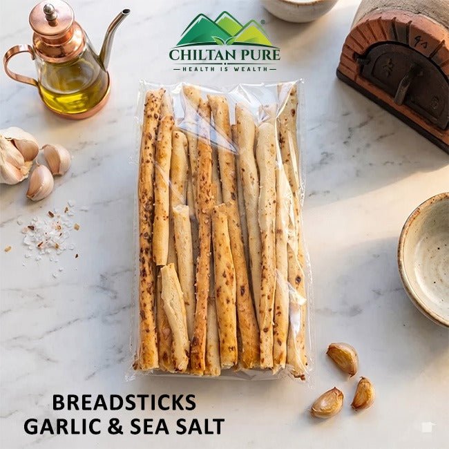 Breadsticks Garlic & Sea Salt / گارلک اینڈ سی سالٹ بریڈ اسٹکس - ChiltanPure
