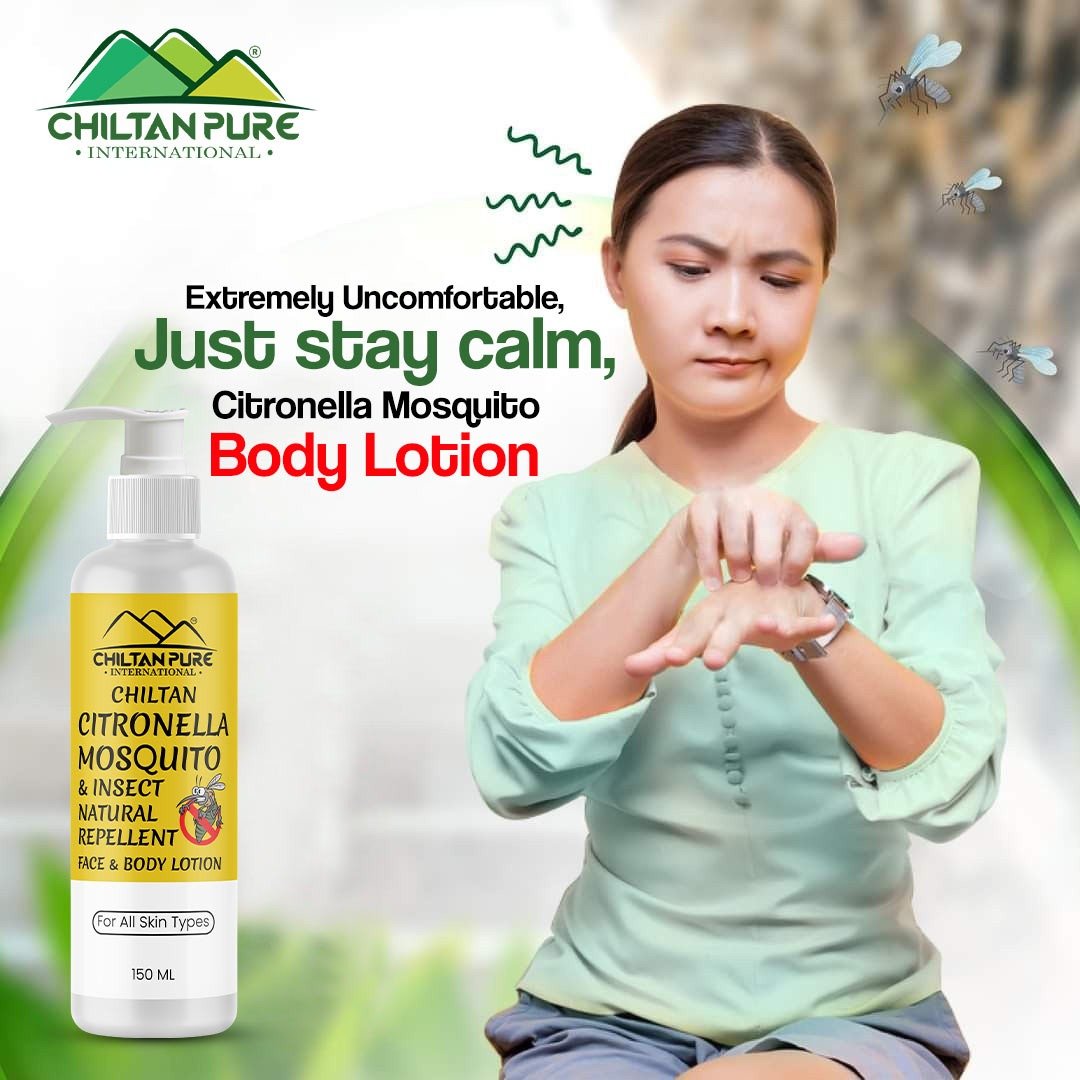 Citronella Mosquito Natural Repellent Body Lotion – Works against mosquito, Eliminate infections, Contain Anti-inflammatory properties – 100% natural 150ml - ChiltanPure