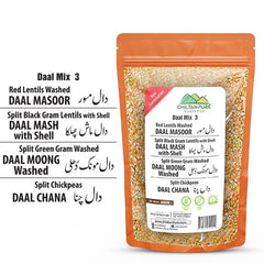Daal Mix 3 / Red Lentils Washed DAAL MASOOR / دال مسور / Split Black Gram Lentils with Shell / دال ماش چھلک / Split Green Gram Washed /دال مونگ دھلی / DAAL MOONG Washed / Split Chickpeas / دال چنا / DAAL CHANA / 800gm - ChiltanPure