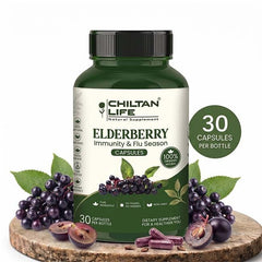 Elderberry Capsule 100% Natural Elderberry Tablets 30 Per Bottle 500mg - ChiltanPure
