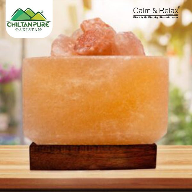 Fire Cube Shape Bowl Salt Lamp / with Rock Salt Chunks - ChiltanPure