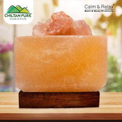 Fire Cube Shape Bowl Salt Lamp / with Rock Salt Chunks - ChiltanPure
