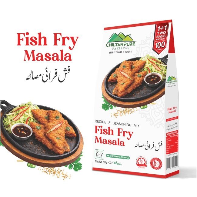 Fish Fry Masala / فش فرائی مصالحہ / Fish Fry Masala Recipe / 50gm± 1+1 ( 2 Packet) Inside Box - ChiltanPure