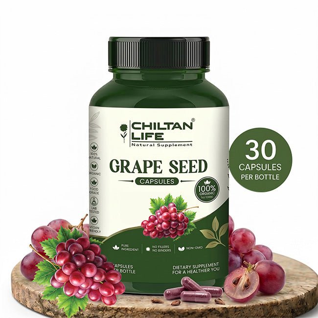 Grape Seed Capsule 100% Natural Grape Seed Tablets 30 Per Bottle 500mg - ChiltanPure