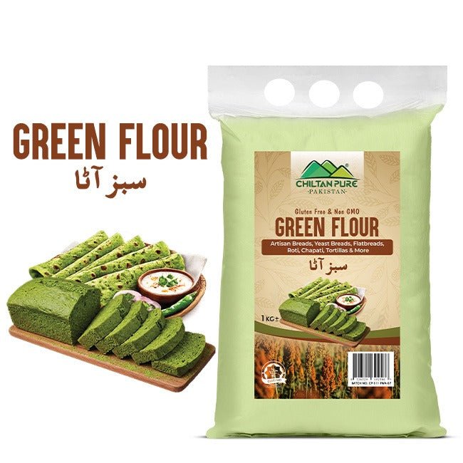 Green Flour / سبز آٹا / Sabz Aata / Gross Weight 1KG - ChiltanPure