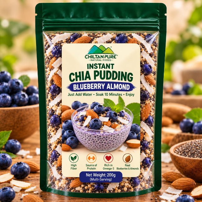 Instant Chia Pudding – Blueberry Almond – 200g - ChiltanPure
