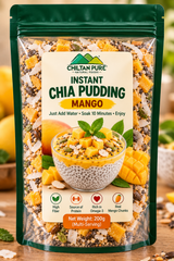 Instant Chia Pudding Mango 200g by Chiltan Pure – just add water and soak for 10 minutes