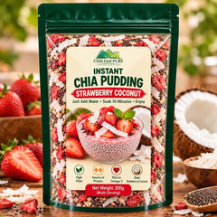 Instant Chia Pudding – Strawberry Coconut – 200g - ChiltanPure