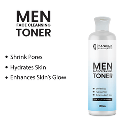 Men Face Cleansing Toner – Hydrates Skin, Shrink Pores, Soothes Irritation, Makes Skin Glowy & Improves Skin’s Elasticity 150ml - ChiltanPure