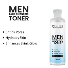 Men Face Cleansing Toner – Hydrates Skin, Shrink Pores, Soothes Irritation, Makes Skin Glowy & Improves Skin’s Elasticity 150ml - ChiltanPure