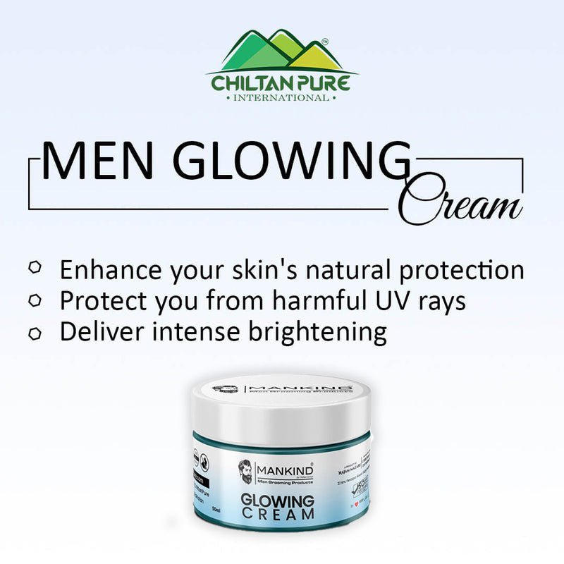 Men Glowing Cream – Light Weight Formula, Hydrates Skin, Fast Absorbing, Provides Glow to Skin & Restores Skin’s Elasticity - ChiltanPure