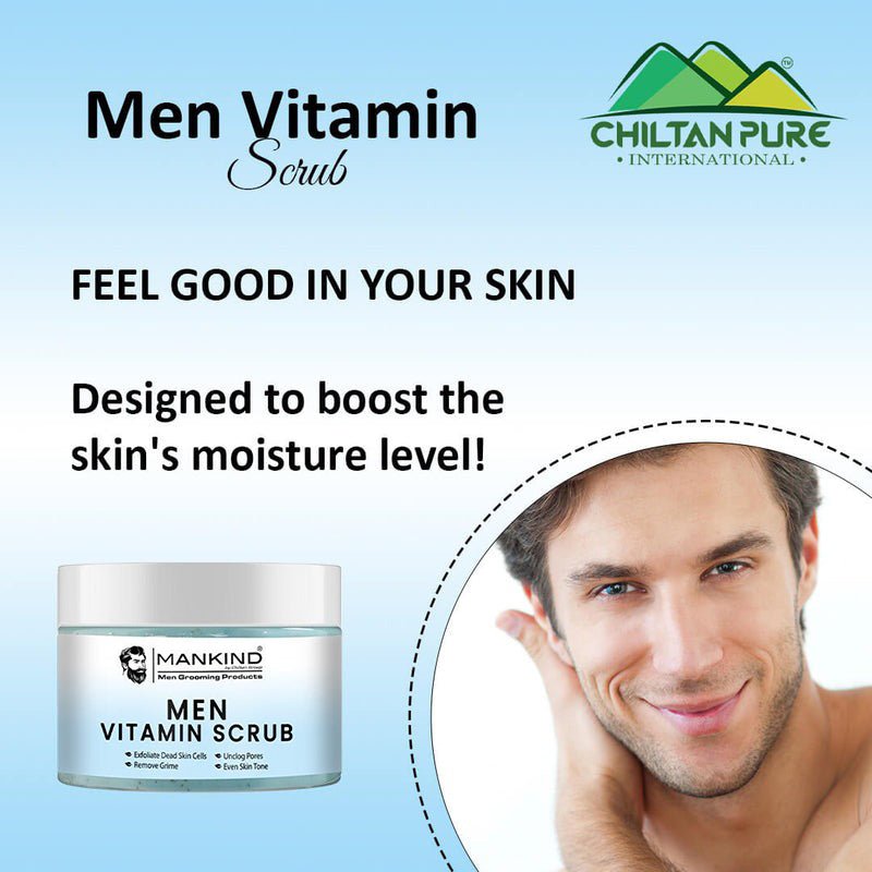 Men Vitamin Scrub – Exfoliates Dead Skin Cells, Remove Grime, Unclog Pores & Promotes Better Shave 100ml - ChiltanPure