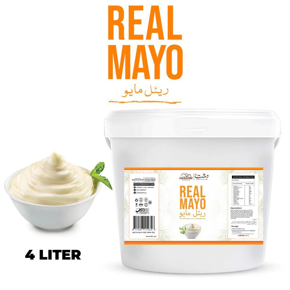 Real Mayo 4 Liter / Real Mayonnaise Institutional Bulk For HORECA Family, Hotels, Restaurants, Catering, Cafes - ChiltanPure