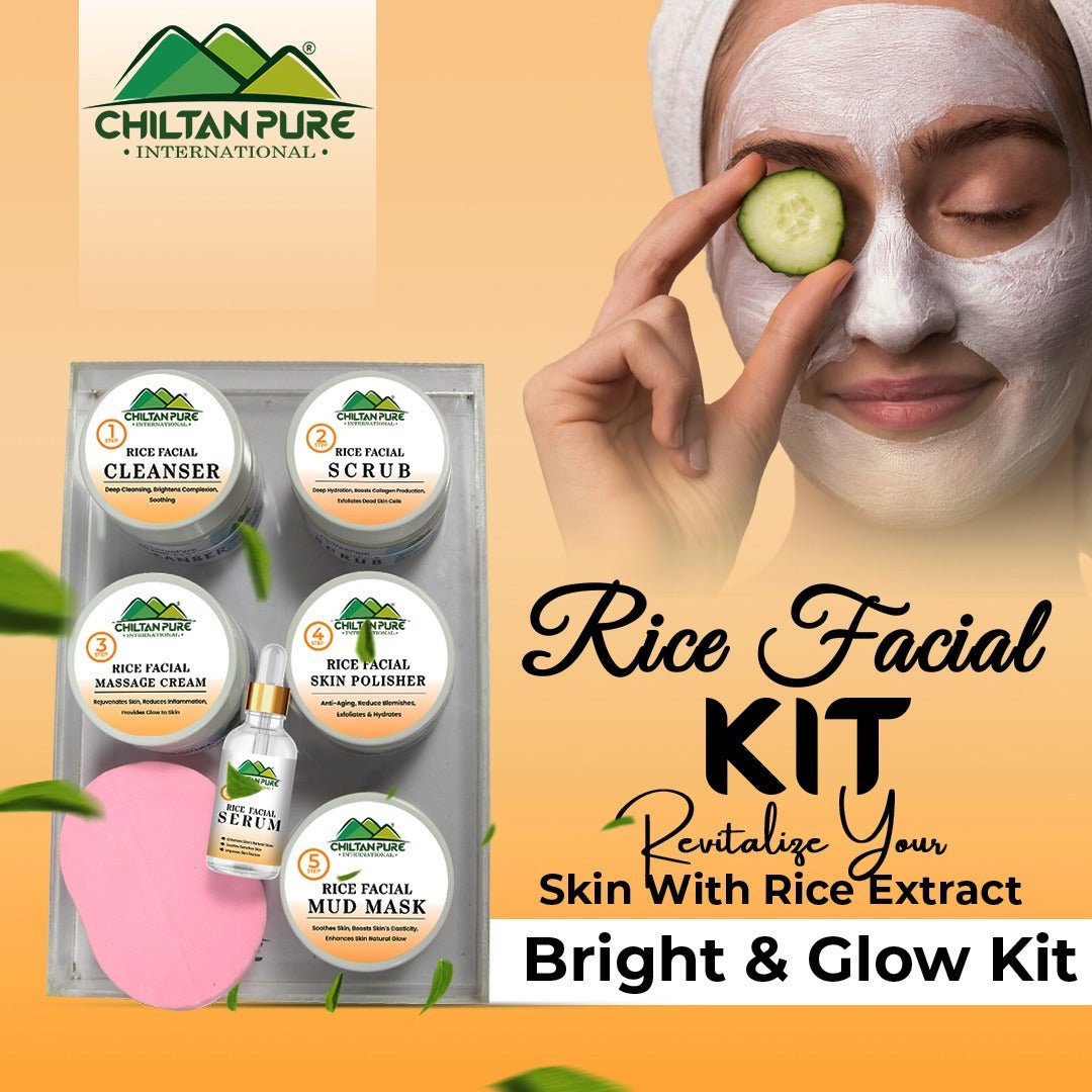 Rice Facial Kit - Revitalize Your Skin With Rice Extract Bright & Glow Kit - ChiltanPure