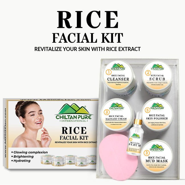Rice Facial Kit - Revitalize Your Skin With Rice Extract Bright & Glow Kit - ChiltanPure