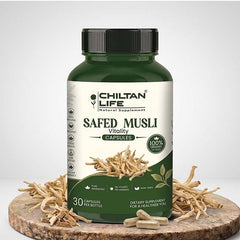 Safaid Musli Capsule 100% Natural Safed Musli Tablets 30 Per Bottle 500mg - ChiltanPure