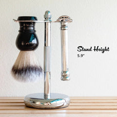 Safety Razor and Brush Stand - Polished Chrome - ChiltanPure
