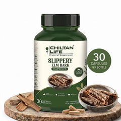 Slippery Elm Bark Capsule 100% Natural Slippery Elm Bark Tablets 30 Per Bottle 500mg - ChiltanPure