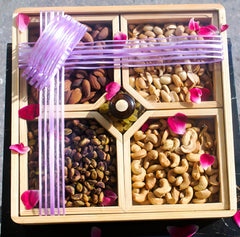 Square - Shaped Dry Fruits Basket - with Almonds , Pistachios , Cashews , and Peeled Peanuts - Nutty Treat to Share Love with Loved Ones - ChiltanPure
