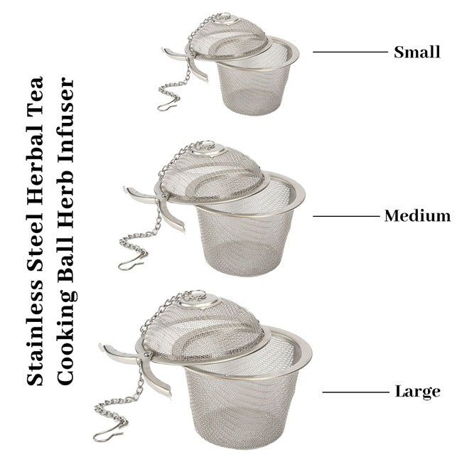 Stainless Steel Herbal Tea / Green Tea Infuser Cooking Ball Herb Infuser with Chain Big Diameter 4 - 6 cm - ChiltanPure