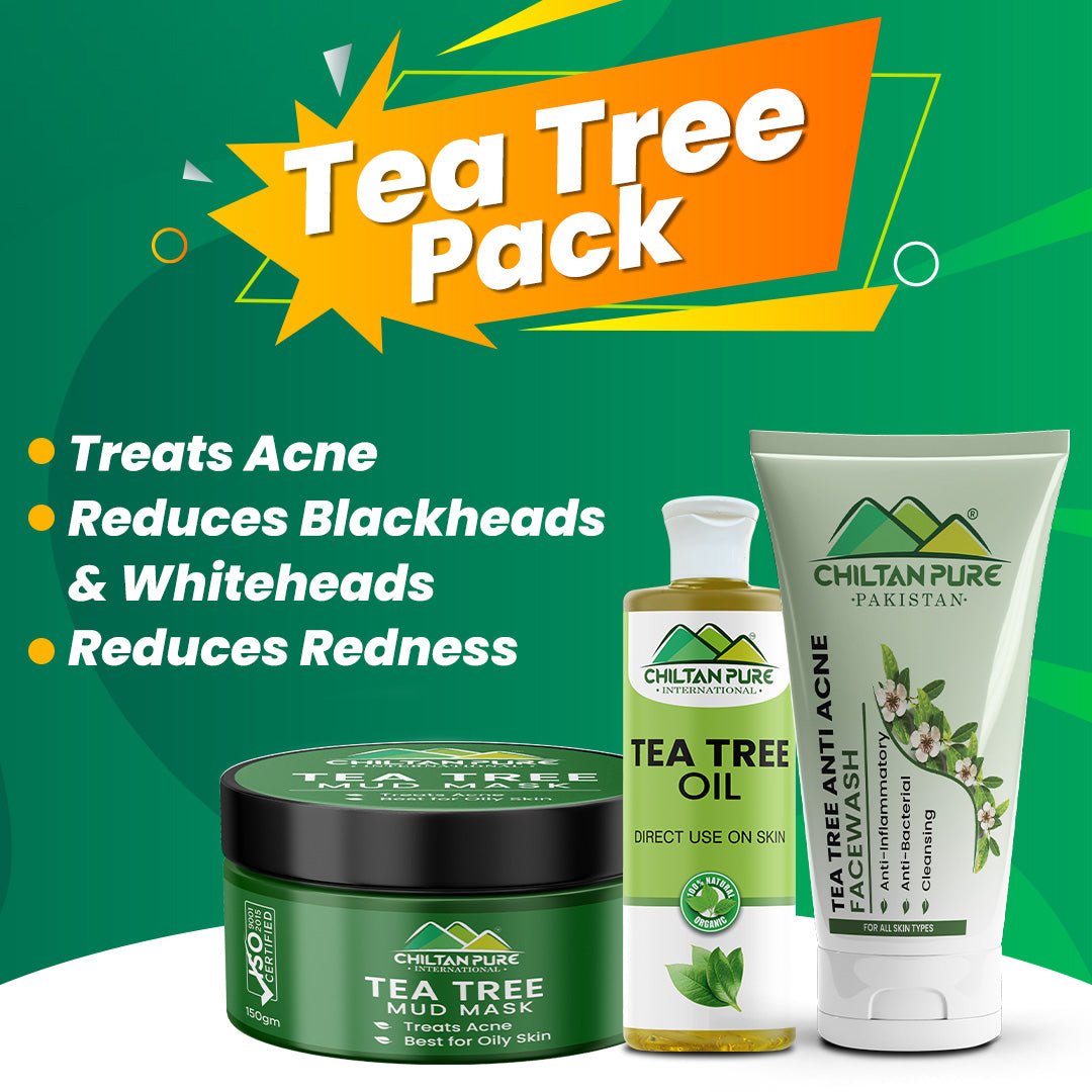 Tea Tree Pack - Treats Acne, Reduces Redness, Decreases Blackheads & Whiteheads - ChiltanPure