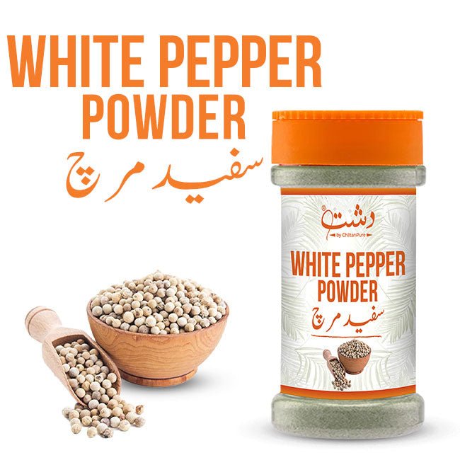 White Pepper Powder - Mild Heat , Bold Taste in Every Bite (Plastic Packaging) - ChiltanPure