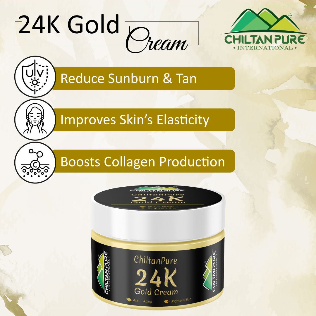 24K Gold Cream – Boosts Hydration, Anti-Aging, Improves Skin’s Elasticity & Enhances Skin’s Youthful Glow - ChiltanPure