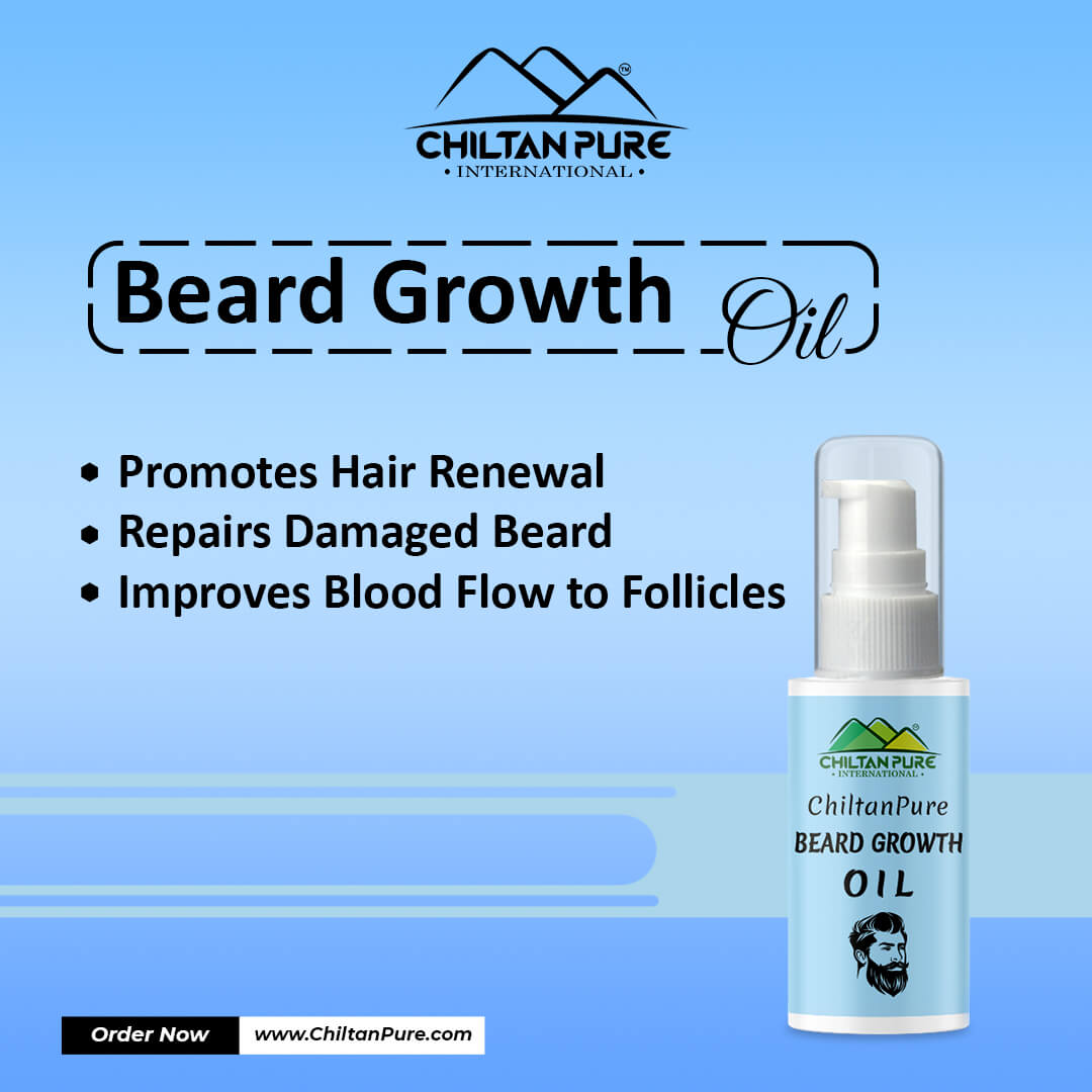 Beard Growth Oil β Boosts Beard Growth, Prevents Beard Dandruff, Gives Healthy Looking Beard, Softens & Conditions Beard 50ml - ChiltanPure