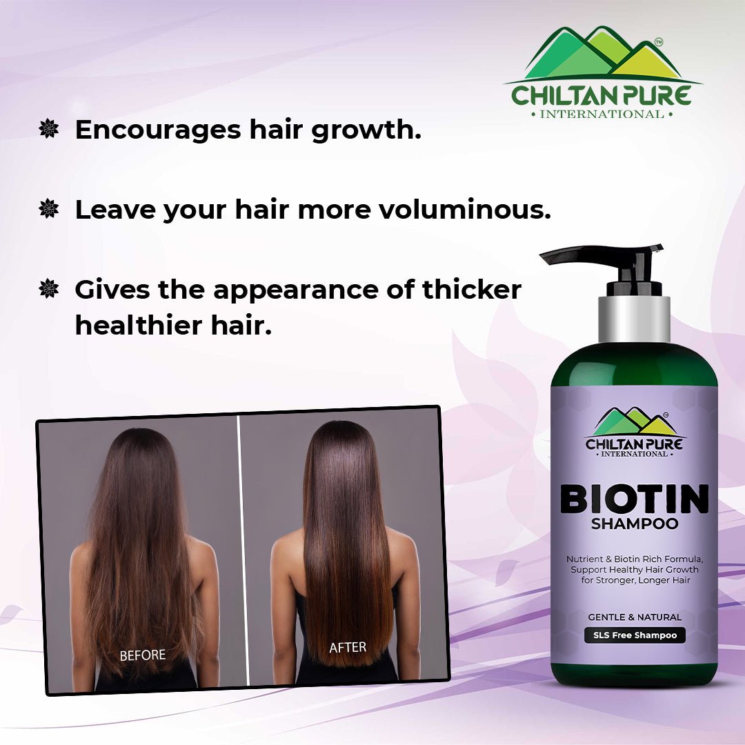 Biotin Shampoo β Hydrates Scalp, Promotes Healthy Hair Growth, Reduce Split Ends & Prevents Hair Breakage 260ml,, Doctor's π¨ββοΈ Recommended - ChiltanPure