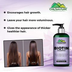 Biotin Shampoo β Hydrates Scalp, Promotes Healthy Hair Growth, Reduce Split Ends & Prevents Hair Breakage 260ml,, Doctor's π¨ββοΈ Recommended - ChiltanPure