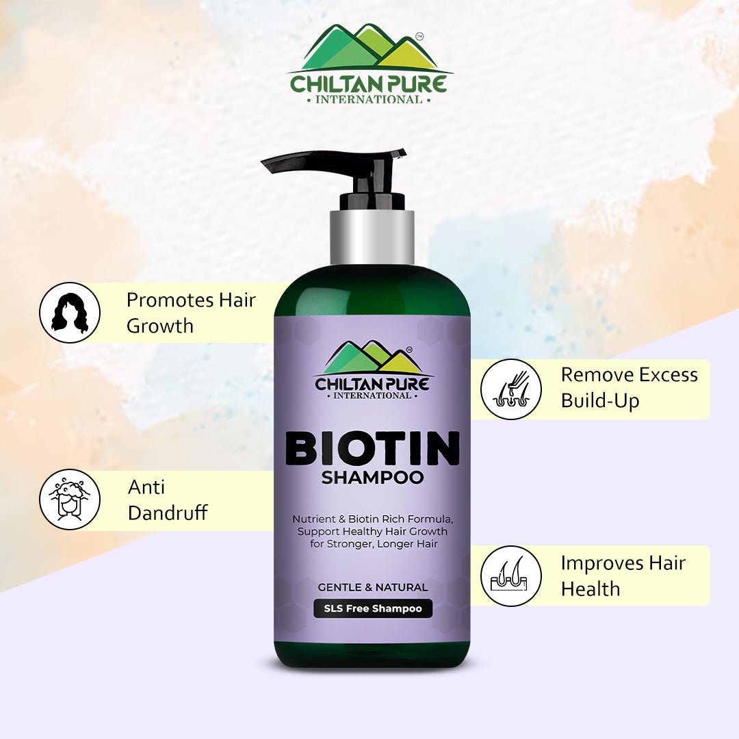 Biotin Shampoo β Hydrates Scalp, Promotes Healthy Hair Growth, Reduce Split Ends & Prevents Hair Breakage 260ml,, Doctor's π¨ββοΈ Recommended - ChiltanPure