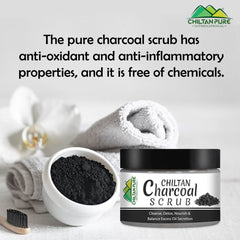 Charcoal Face & Body Scrub – Exfoliates Dead Flaky Skin, Removes Blackhead, Acne & Acne Scars, Minimizes Pores 100ml - ChiltanPure