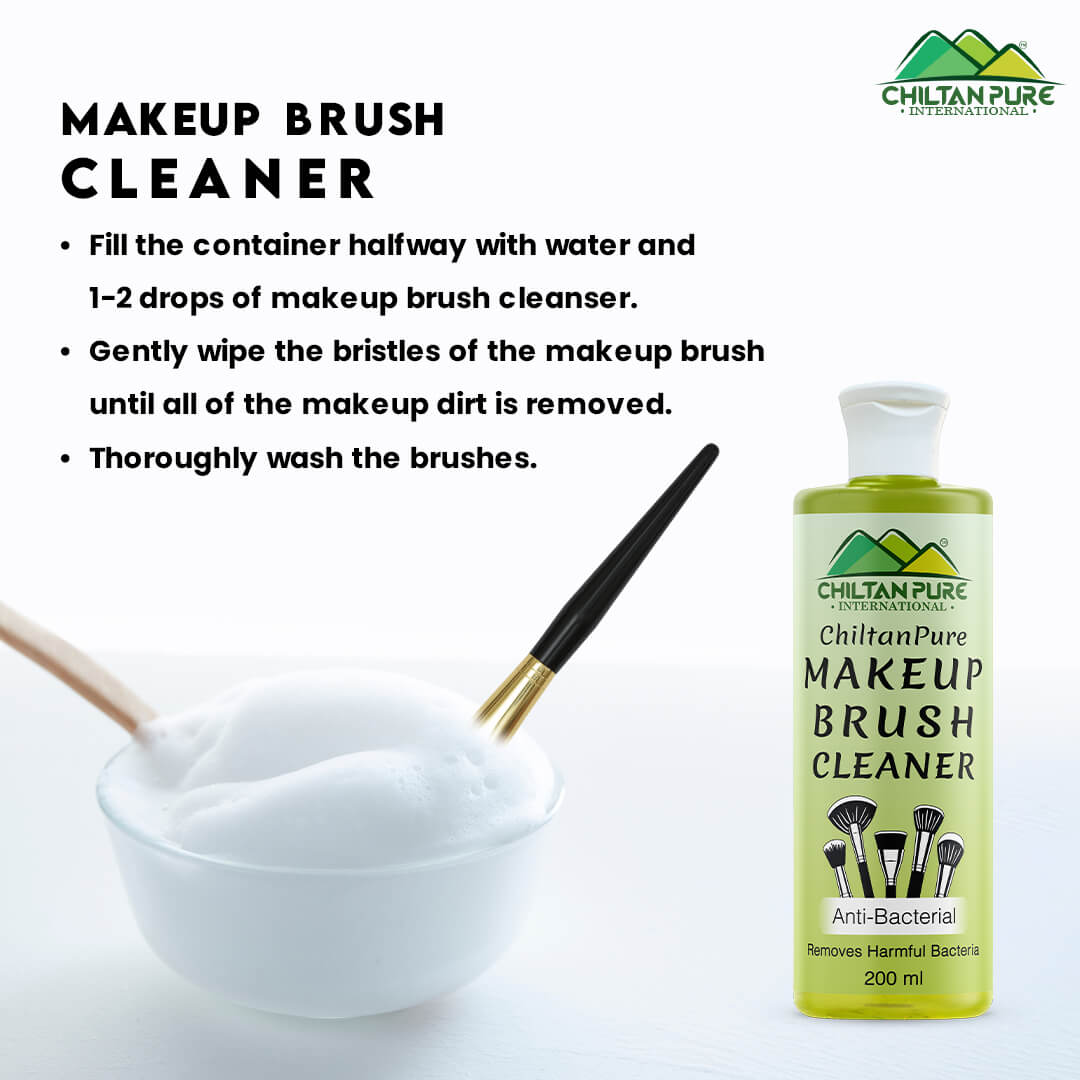 ChiltanPure Anti-Bacterial Makeup Brush & Puff Cleaner 200ml – Removes Bacteria, Washes Away Traces of Dirt, Makeup, Oil, & Debris from Makeup Brushes 200ml - ChiltanPure