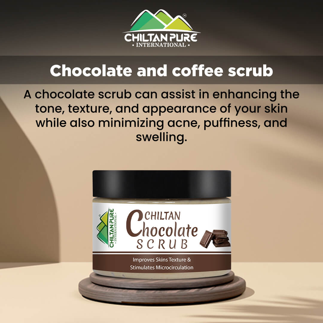 Chocolate Face & Body Scrub – Exfoliates & Energizes Skin, Reduces Pore Size, Gives Skin Firmness, For All Skin Types 100ml - ChiltanPure