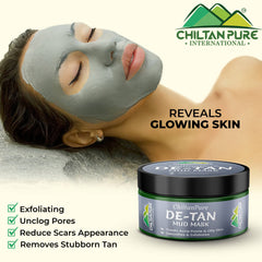 De – Tan Mud Mask – Exfoliates Dead Skin Cells, Minimizes Pores, Removes Stubborn Tan, Dirt & Impurities 150g - ChiltanPure