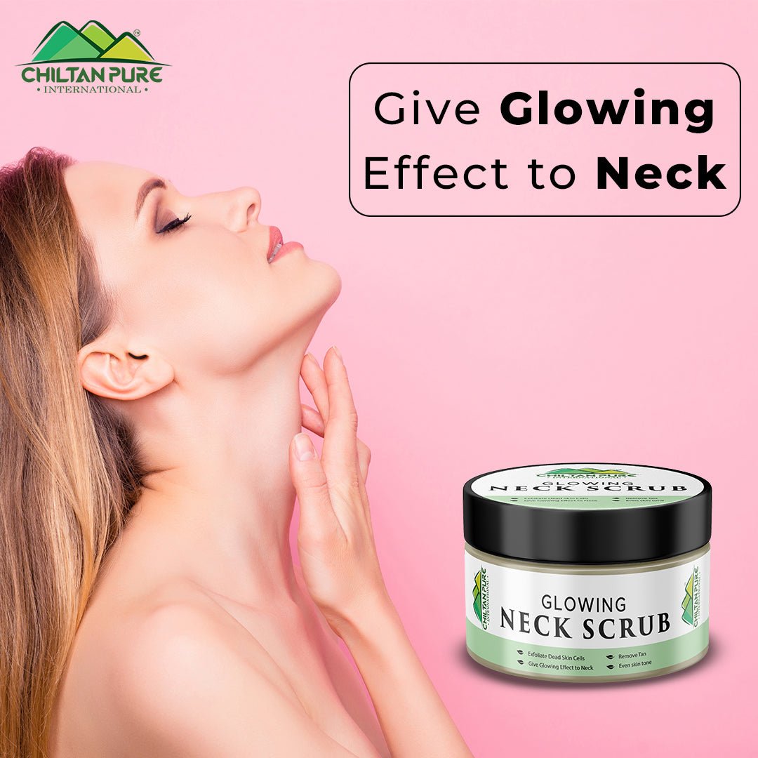 Glowing Neck Scrub – Remove Tan, Exfoliate Dead Skin Cells, Even Skin Tone Reduce Fine Lines & Wrinkles 100ml - ChiltanPure