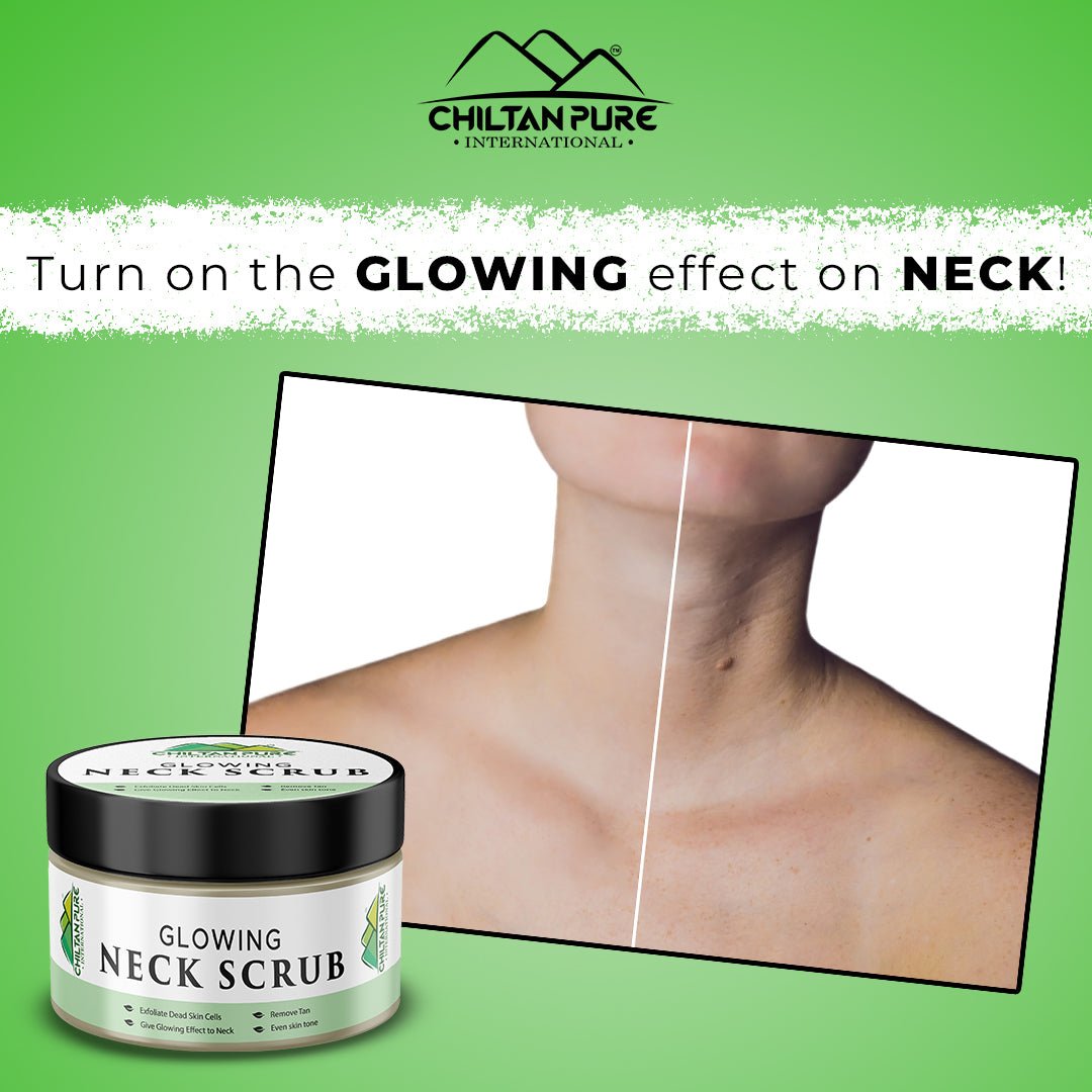 Glowing Neck Scrub – Remove Tan, Exfoliate Dead Skin Cells, Even Skin Tone Reduce Fine Lines & Wrinkles 100ml - ChiltanPure