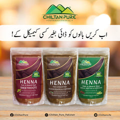 Henna Hair and Beard Dye (Amla, Retha, Shikakai) – Boosts Hair Growth, Prevents Dandruff, Makes Hair Strong & Shiny 200gm - ChiltanPure