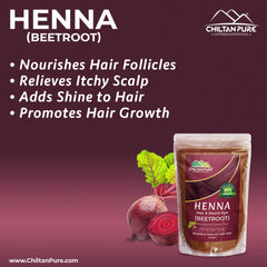Henna Hair and Beard Dye (Beetroot) – Relieves Itchy Scalp , Prevents Hair Loss & Nourishes Hair Follicles - ChiltanPure