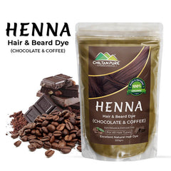 Henna Hair and Beard Dye (Chocolate & Coffee) – Prevents Premature Hair Greying, Improves Scalp Health, Balances pH & Oil Production 200gm - ChiltanPure