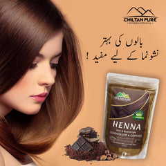 Henna Hair and Beard Dye (Chocolate & Coffee) – Prevents Premature Hair Greying, Improves Scalp Health, Balances pH & Oil Production 200gm - ChiltanPure