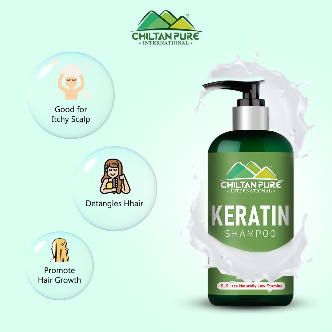 Keratin Shampoo – Promote Hair Growth, Restores Hair Protein, Makes Hair Shiny & Straight - ChiltanPure